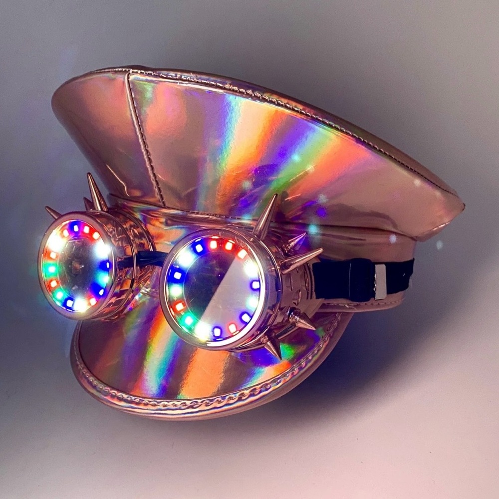 Holographic Steampunk Hat with LED Goggles